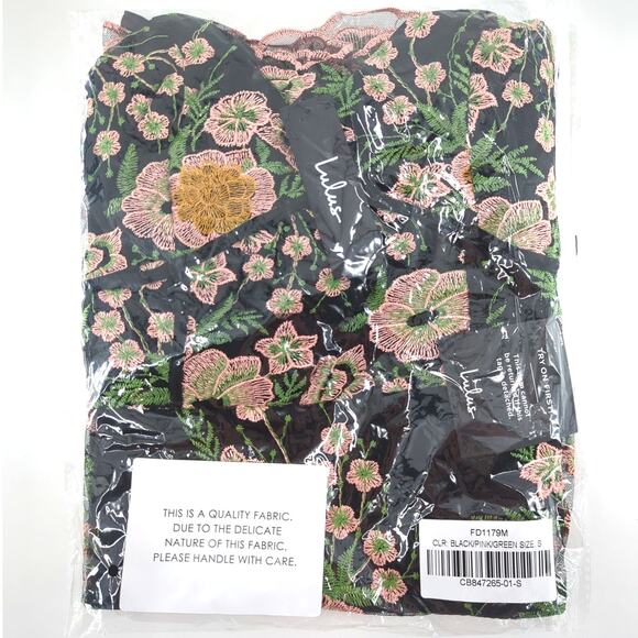 Lulus Abloom With Love Black Floral Embroidered Mini Dress S - Picture 9 of 10
